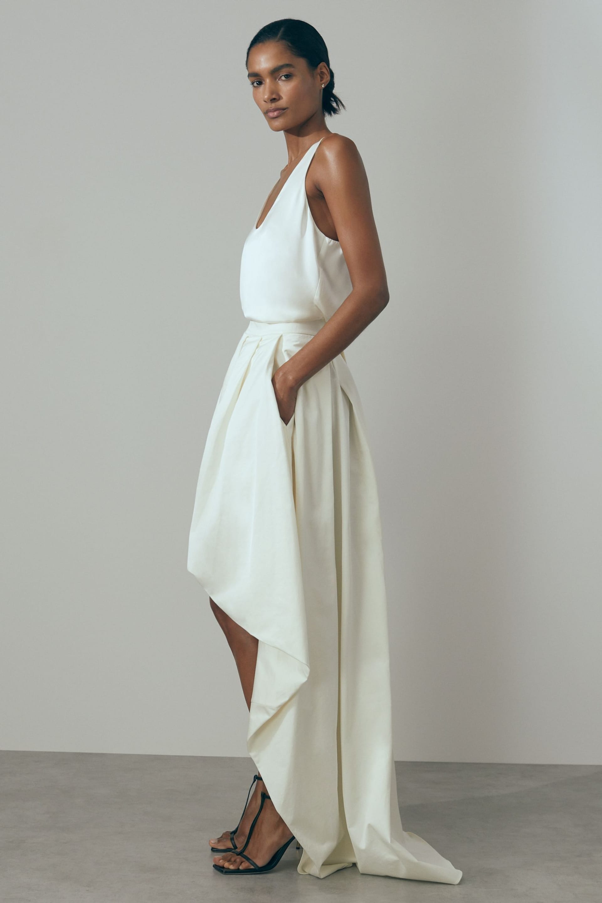 Reiss Ivory Eden High-Low Bridal Skirt - Image 3 of 6