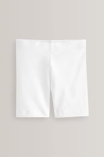 White Regular Length 2 Pack Cotton Rich Stretch Cycle Shorts (3-16yrs)