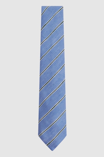 Reiss Sky Blue Ravenna Silk Blend Textured Tie