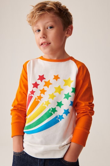 Little Bird by Jools Oliver Orange/White Long Sleeve Colourful T-Shirt
