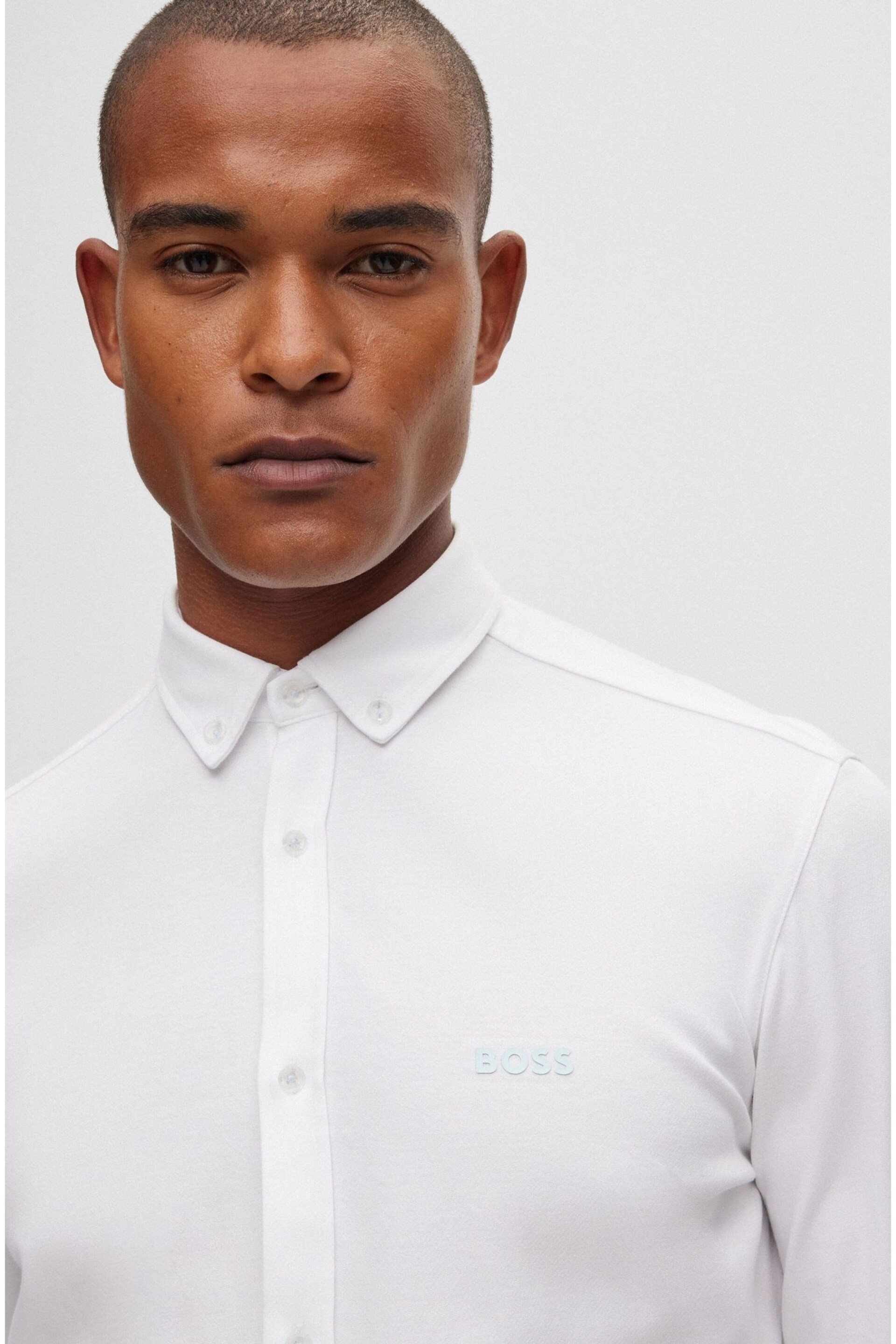 BOSS White Biado Button Down Collar Long Sleeve Shirt - Image 5 of 6