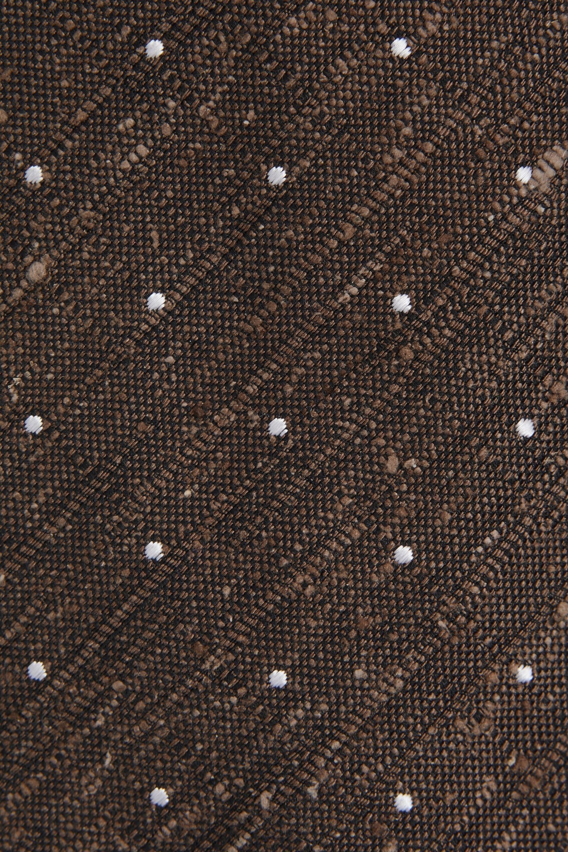 Reiss Chocolate Melange Lorenzo Silk Blend Textured Polka Dot Tie - Image 5 of 5