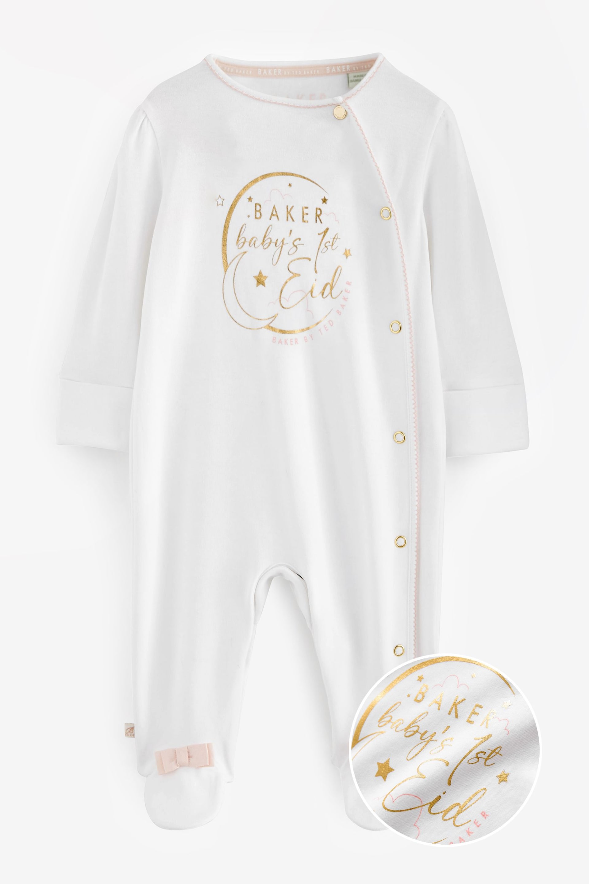 Baker by Ted Baker Babys First Eid Cotton White Sleepsuit - Image 2 of 7