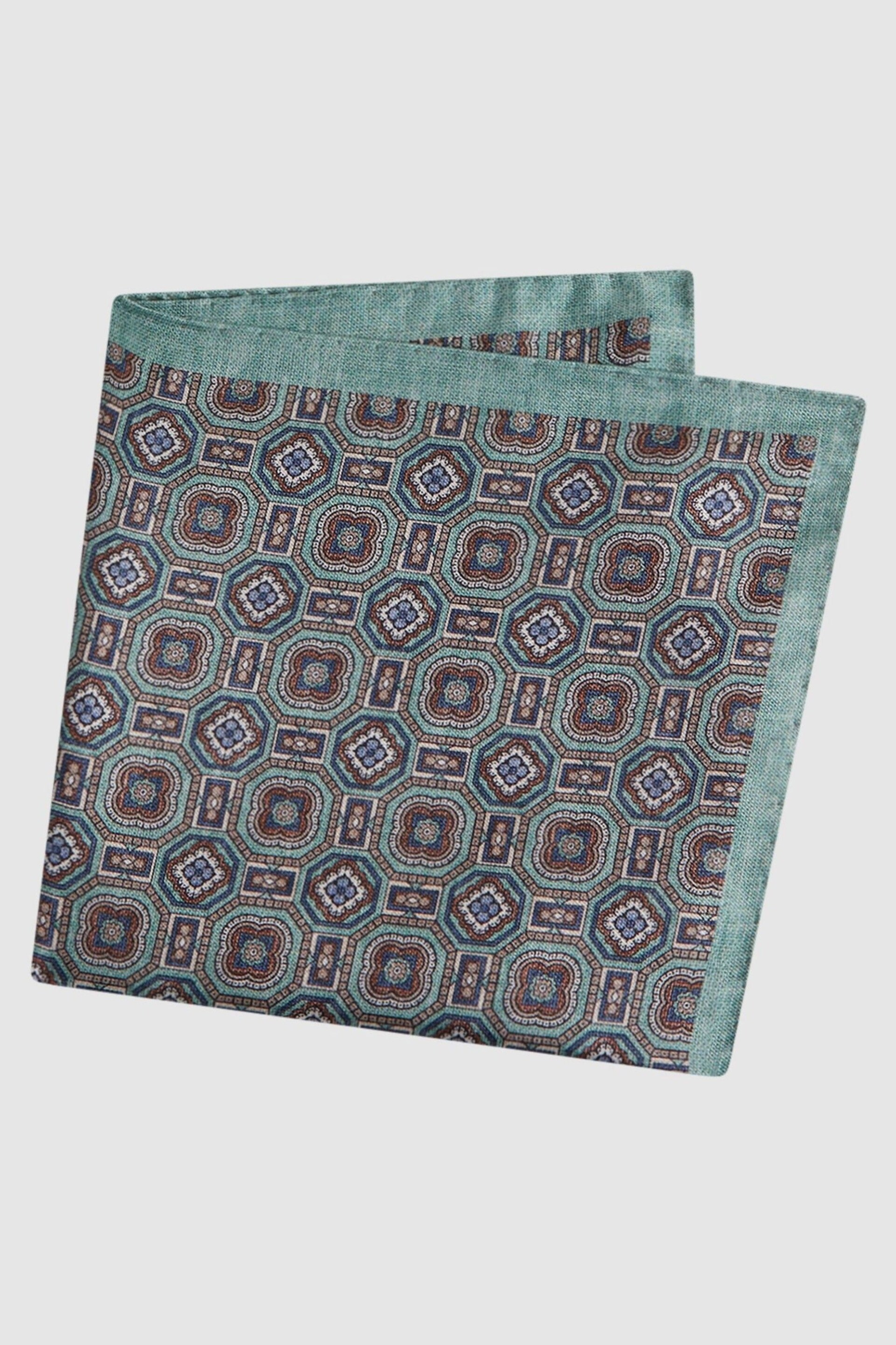 Reiss Sage Rocco Silk Medallion Print Pocket Square - Image 3 of 4