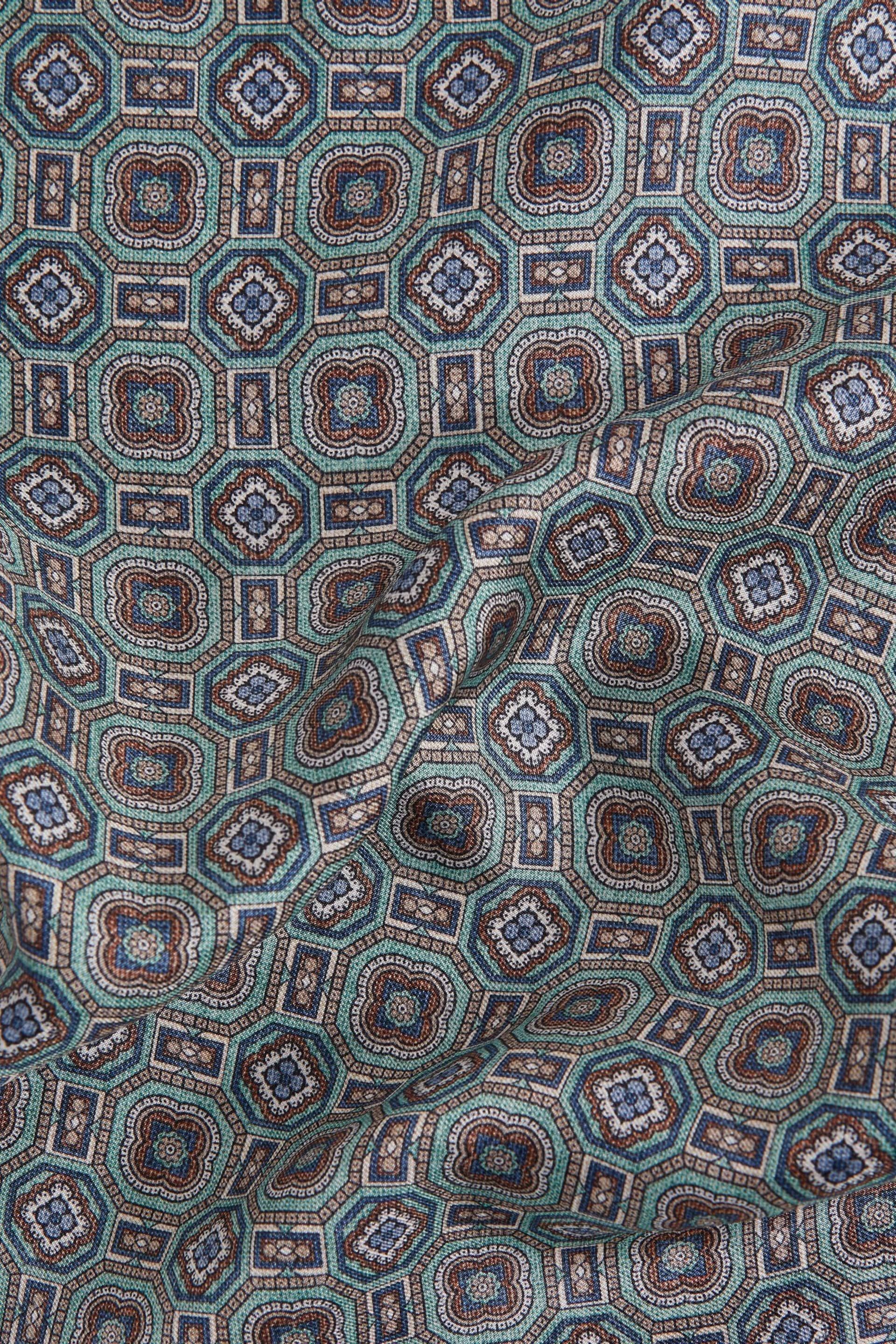 Reiss Sage Rocco Silk Medallion Print Pocket Square - Image 4 of 4