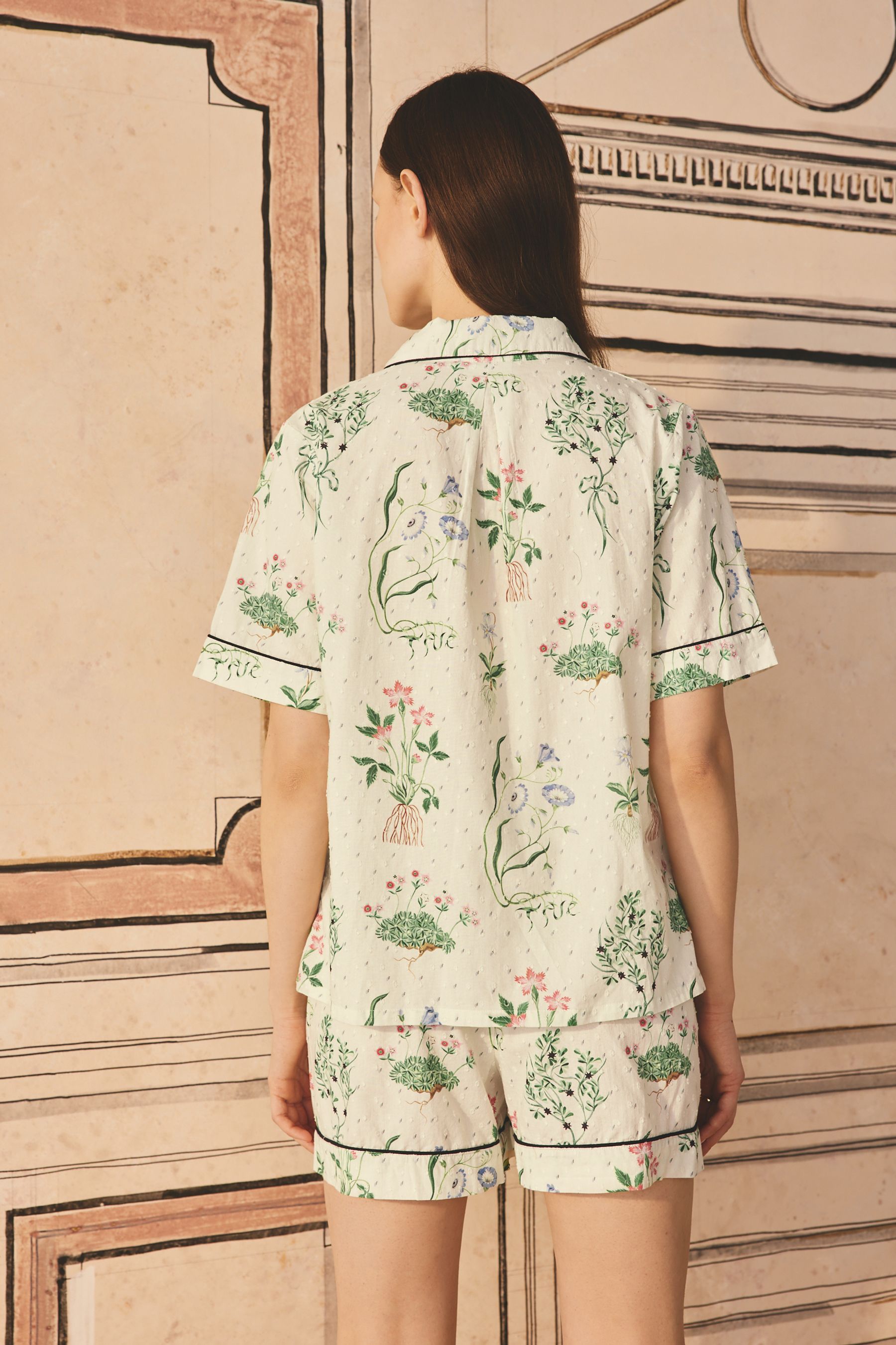 Buy Cath Kidston Ecru Roots Print 100 Cotton Poplin Button Through Pyjama Shorts Set from the Next UK online shop