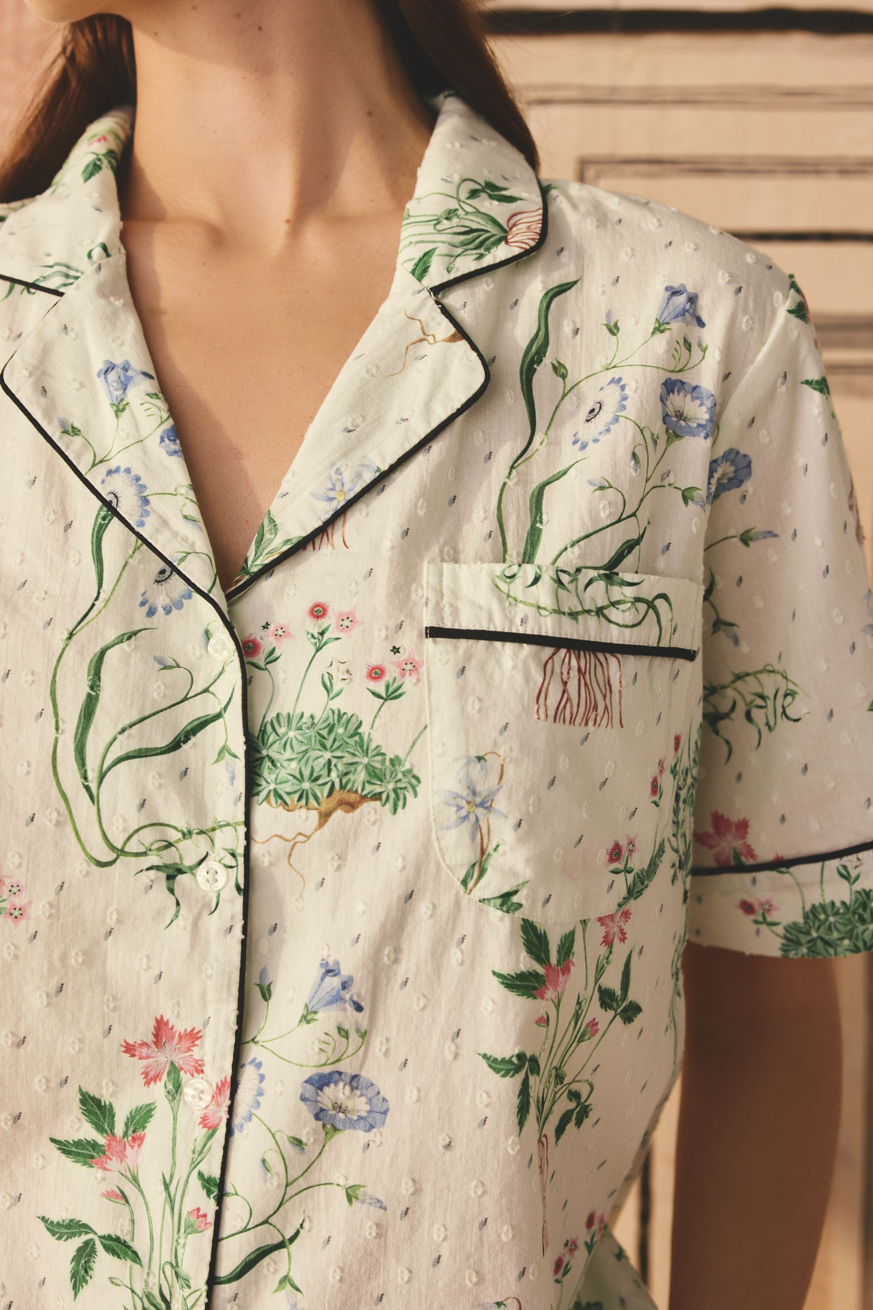 Buy Cath Kidston Ecru Roots Print 100 Cotton Poplin Button Through Pyjama Shorts Set from the Next UK online shop