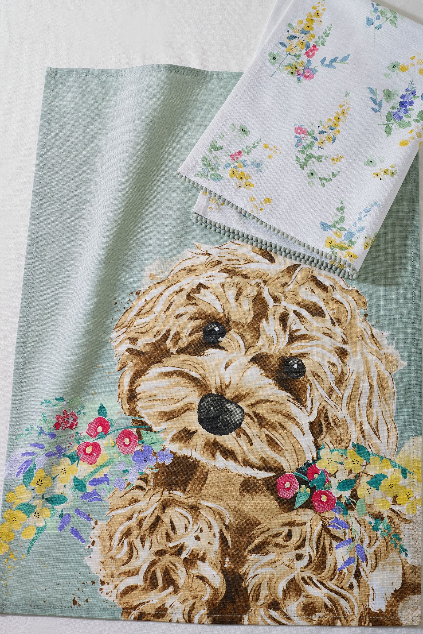 Buy Set of 2 Sage Green Charlie Cockapoo 100 Cotton Tea Towels from the Next UK online shop