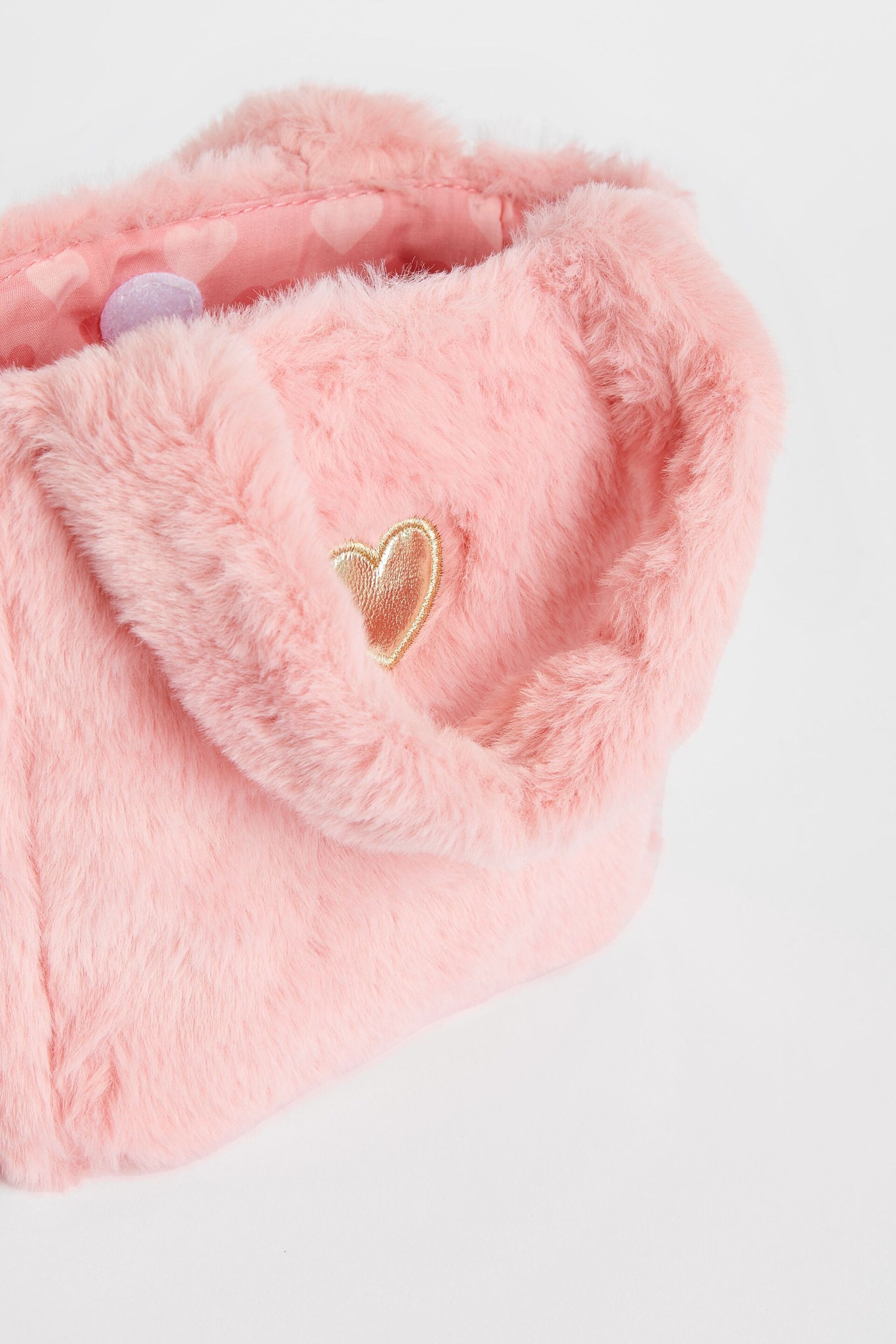 Bright Pink Faux Fur Bucket Bag - Image 4 of 4