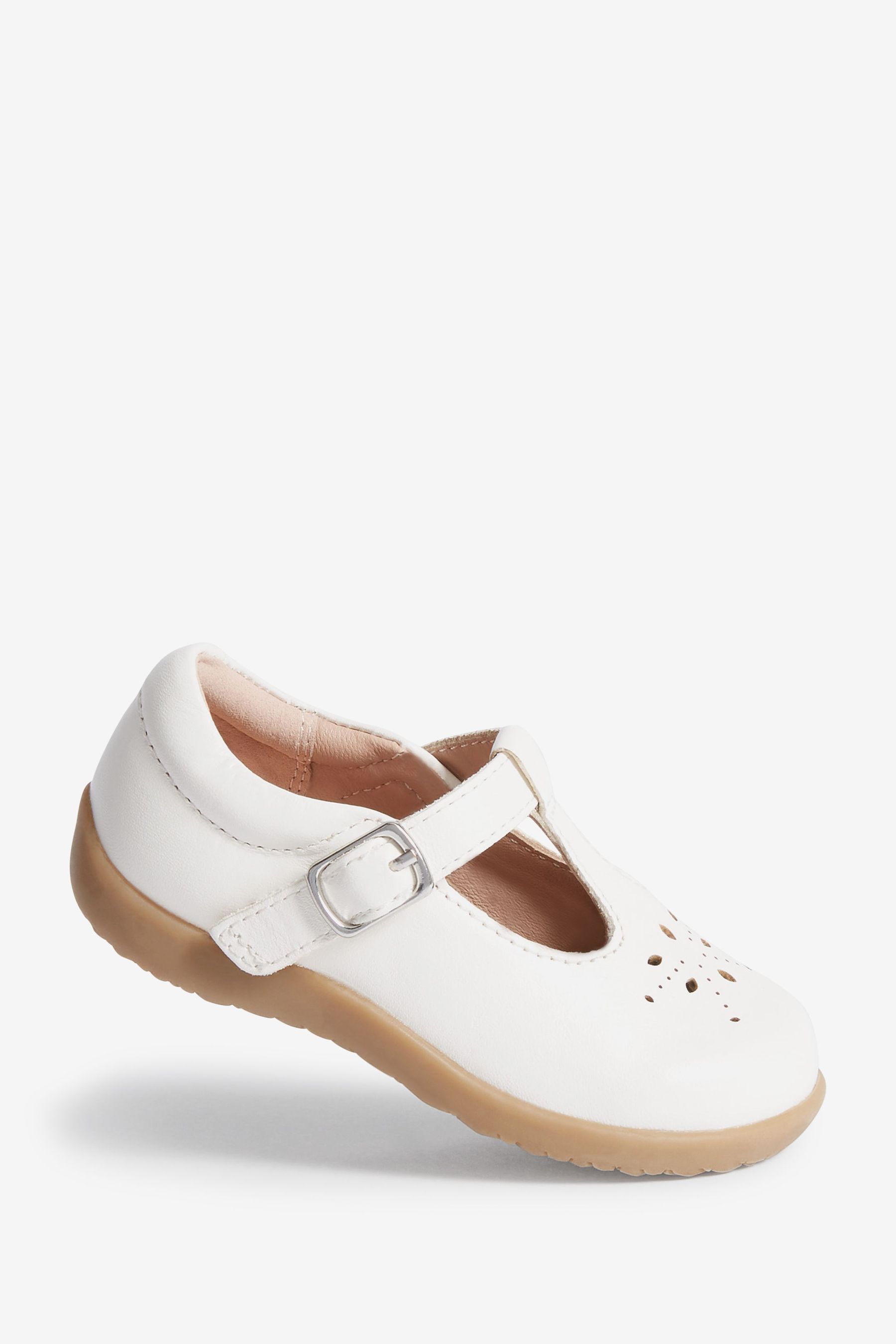 Buy White Leather Standard Fit F First Walker T Bar Touch fastening Shoes from Next Mexico
