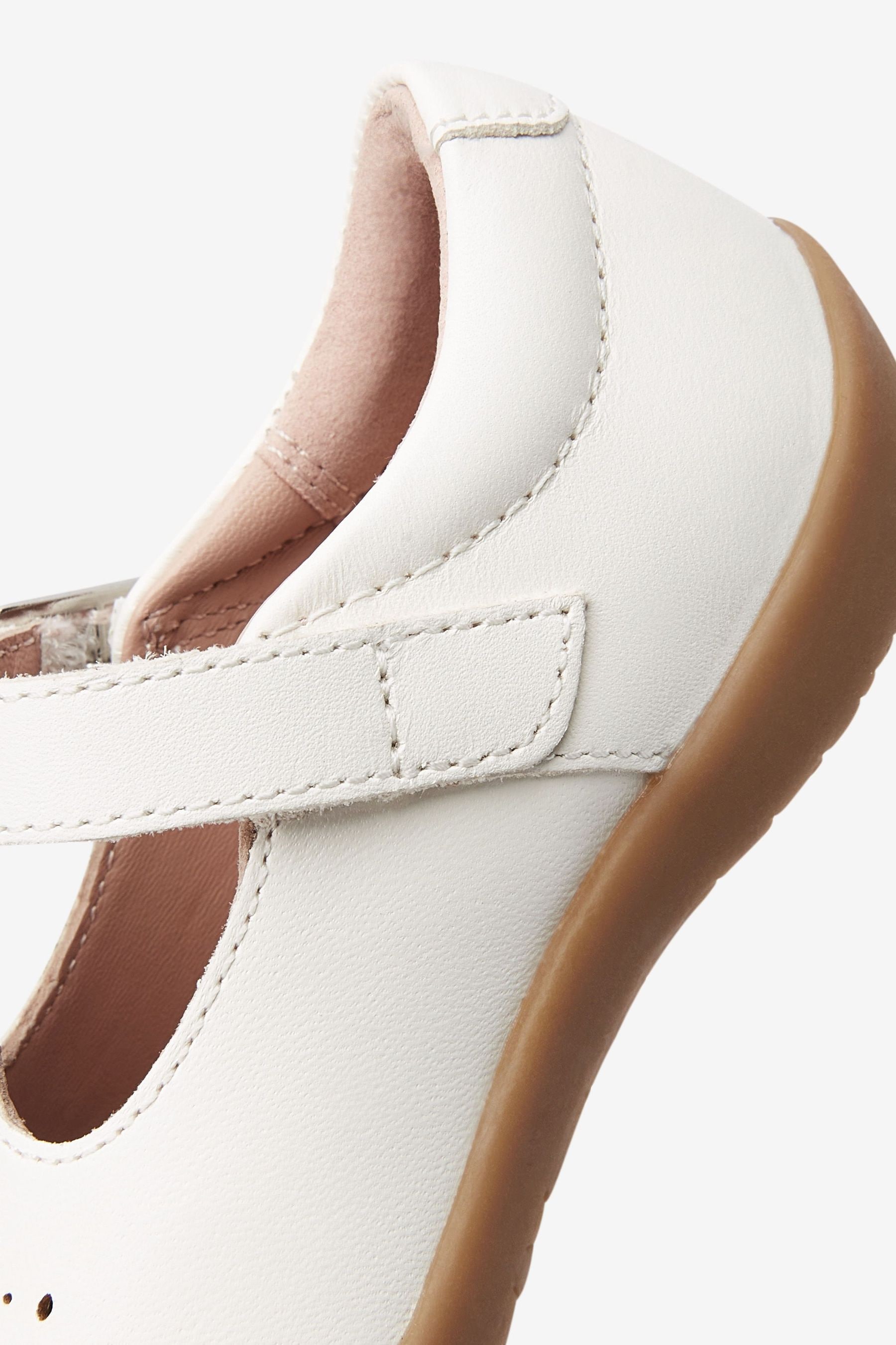 Buy White Leather Standard Fit F First Walker T Bar Shoes from