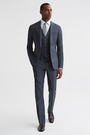 Reiss Airforce Blue Fine Five Button Wool Slim Fit Waistcoat - Image 1 of 4