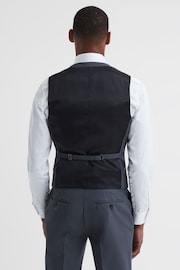 Reiss Airforce Blue Fine Five Button Wool Slim Fit Waistcoat - Image 4 of 4