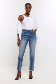 River Island Blue High Rise Bum Sculpt Mom Jeans - Image 1 of 5