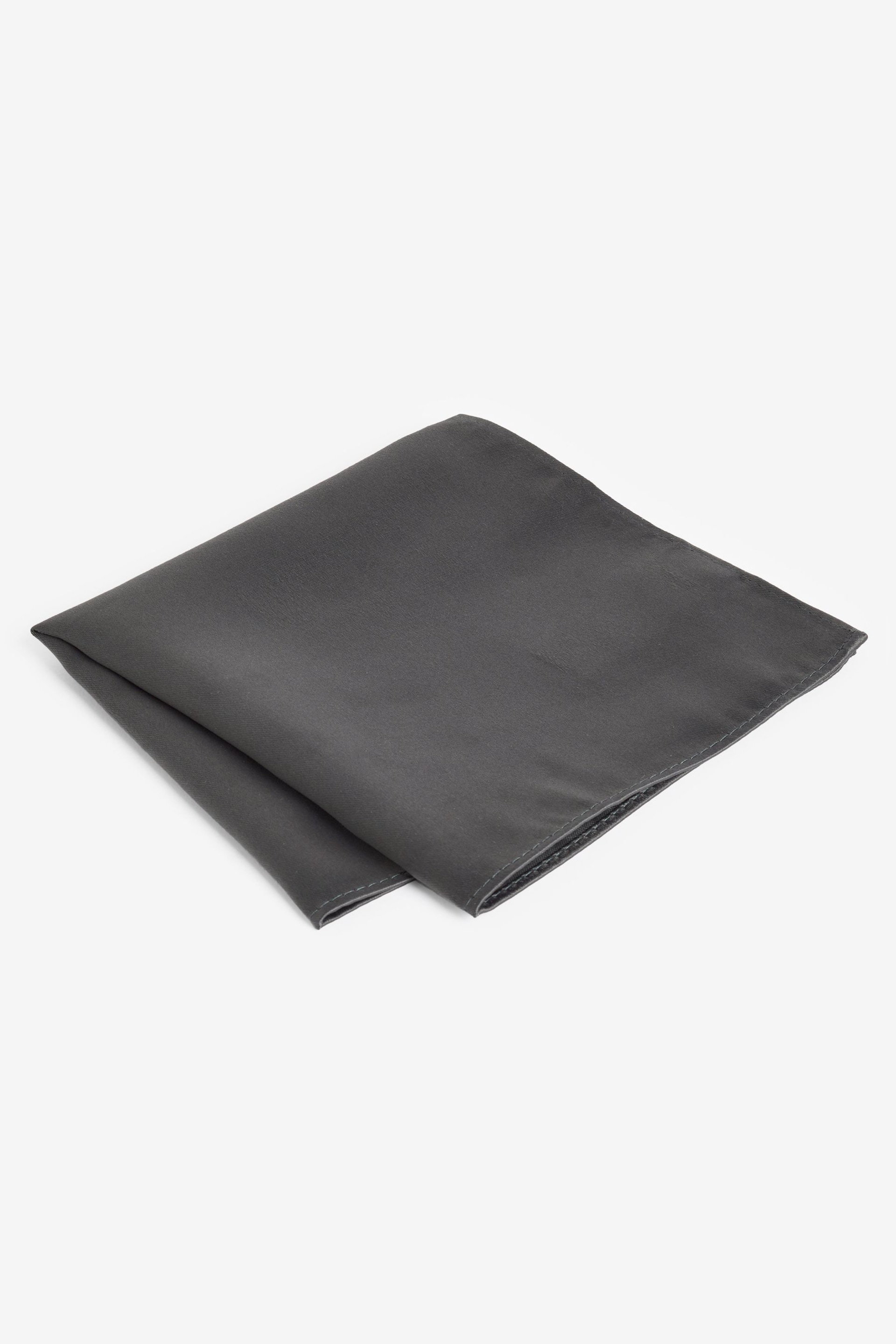 Charcoal Grey Satin Tie And Pocket Square Set - Image 4 of 5