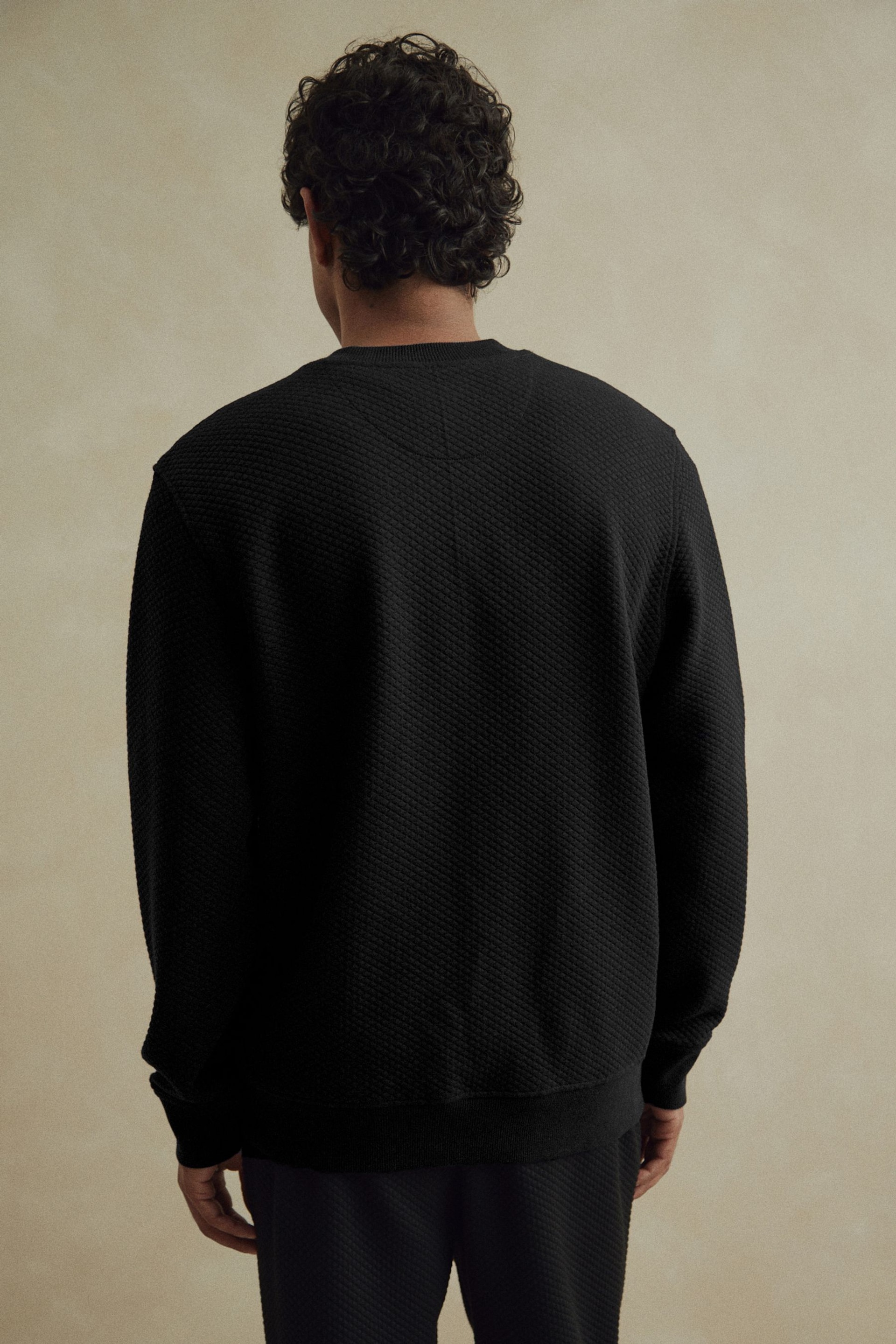 Black Premium Texture Crew Sweatshirt - Image 3 of 8