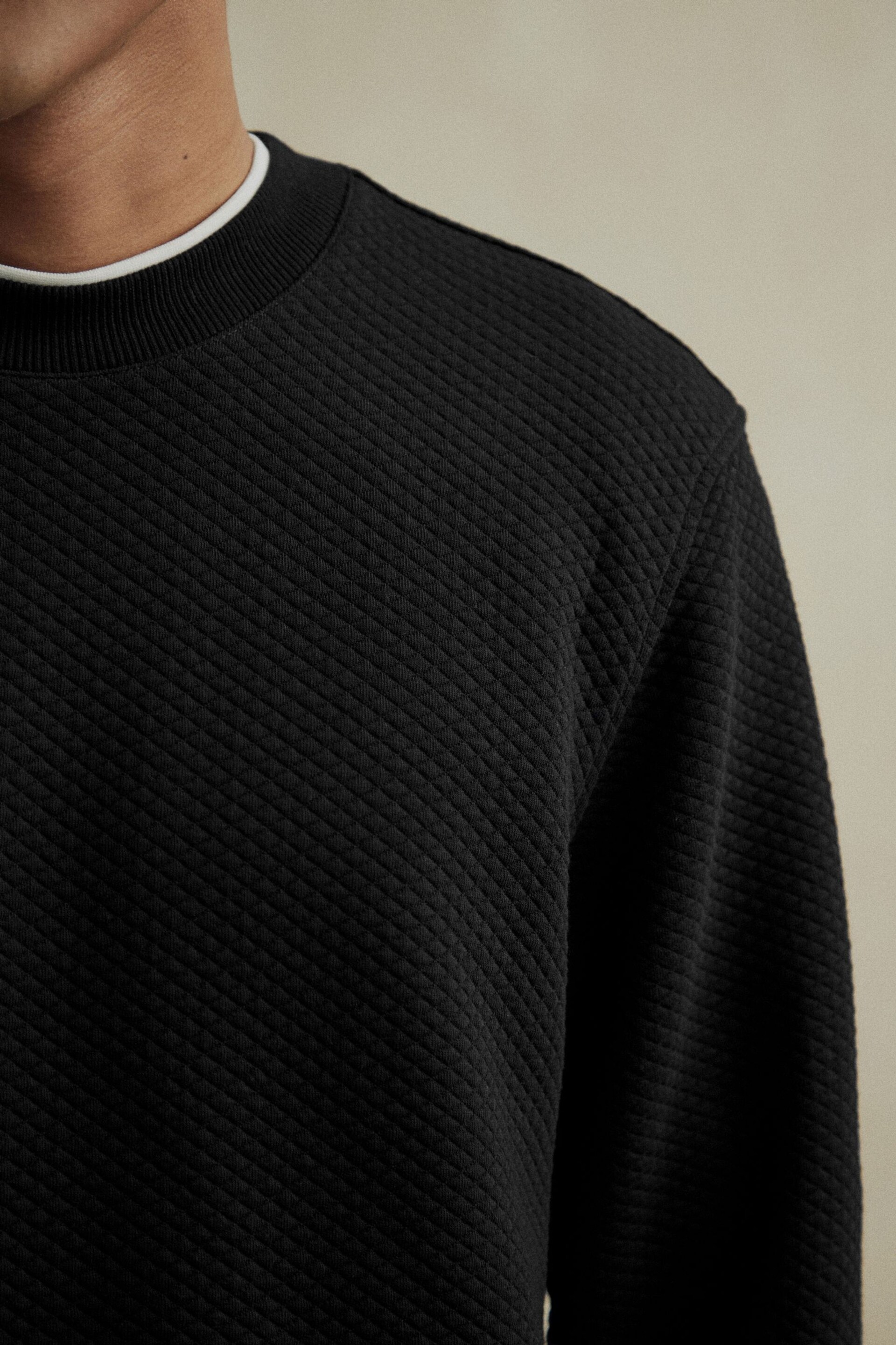 Black Premium Texture Crew Sweatshirt - Image 5 of 8