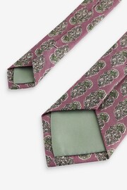 Damson Pink Block Print Linen Design Tie - Image 3 of 3