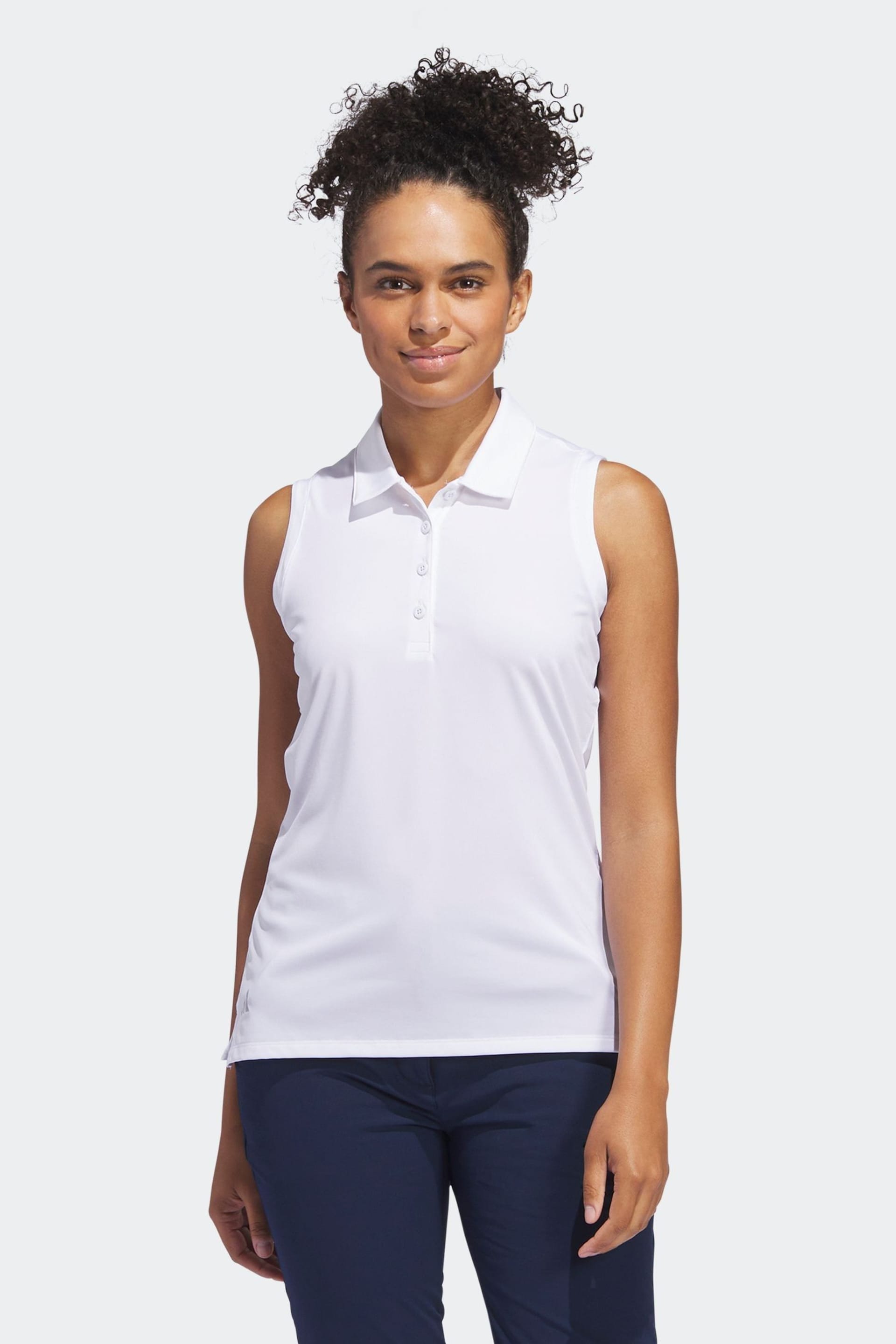 adidas Golf Ultimate365 Solid Sleeveless Polo Shirt - Image 1 of 7