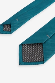 Teal Blue Slim Textured Tie And Clip Set - Image 3 of 3