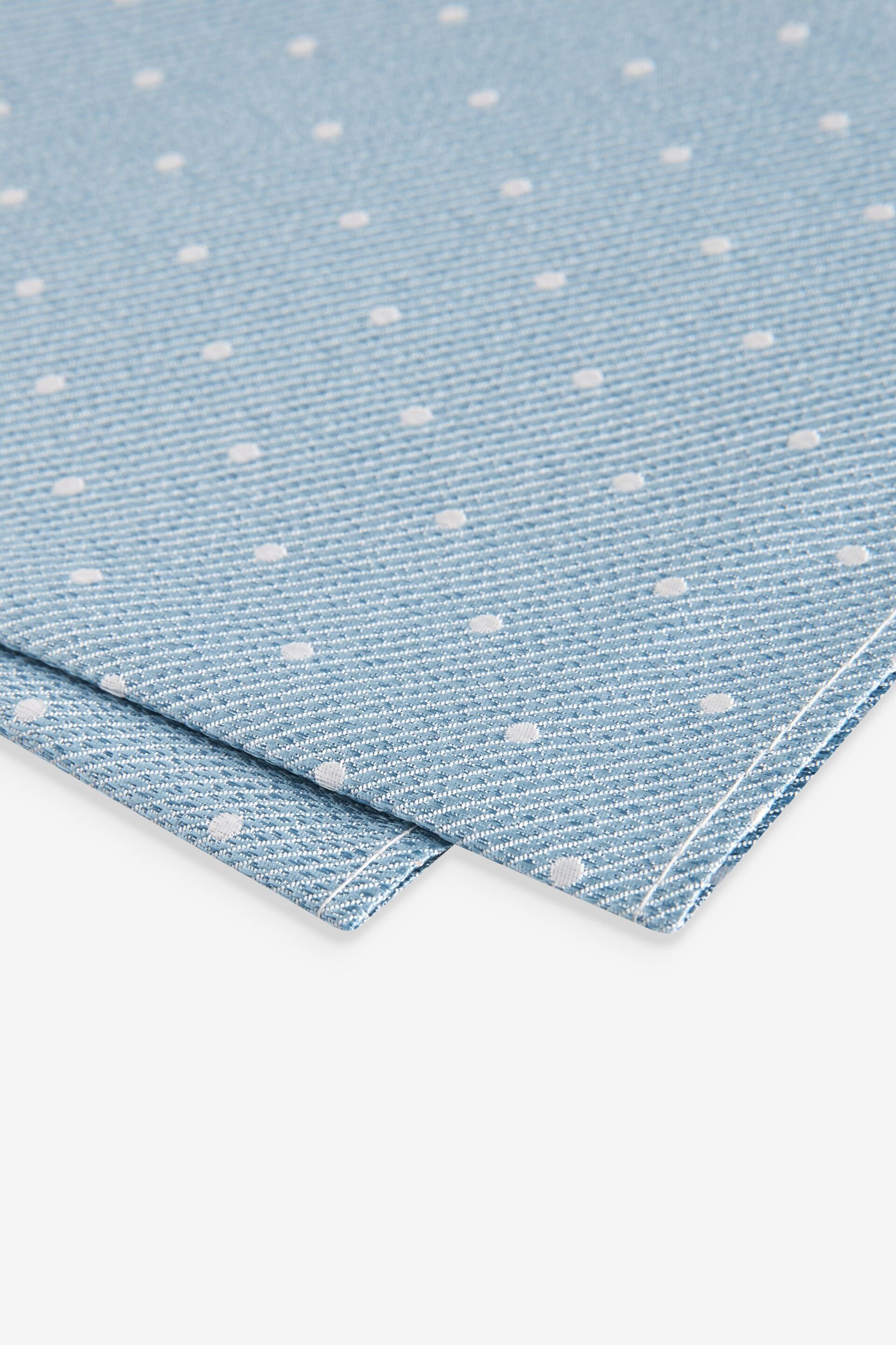 Light Blue Polka Dot Silk Tie And Pocket Square Set - Image 4 of 5
