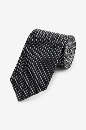 Charcoal Grey Textured Silk Tie