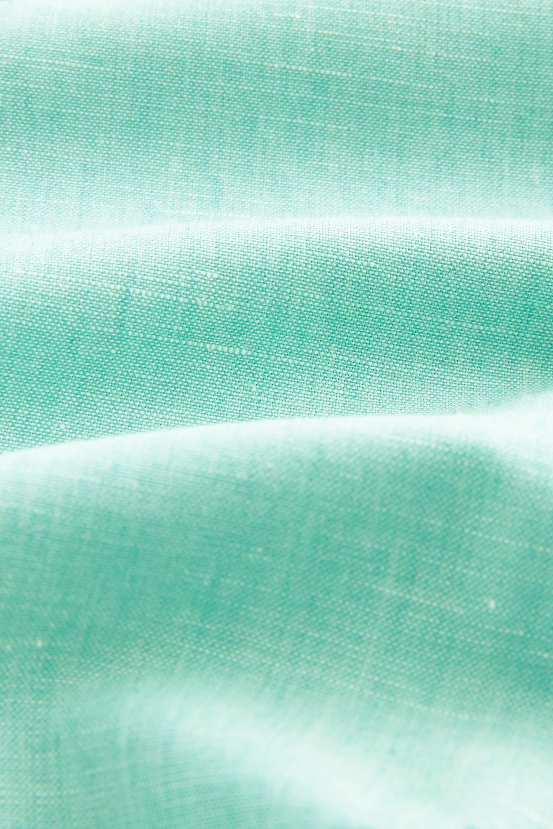 Mint Green Regular Fit Trimmed Linen Blend Short Sleeve Shirt - Image 7 of 8