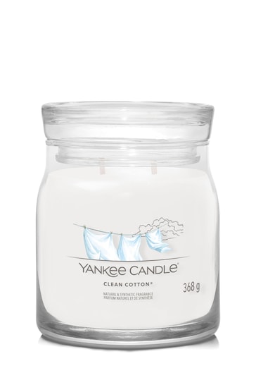 Yankee Candle White Signature Medium Jar Scented Candle Clean Cotton