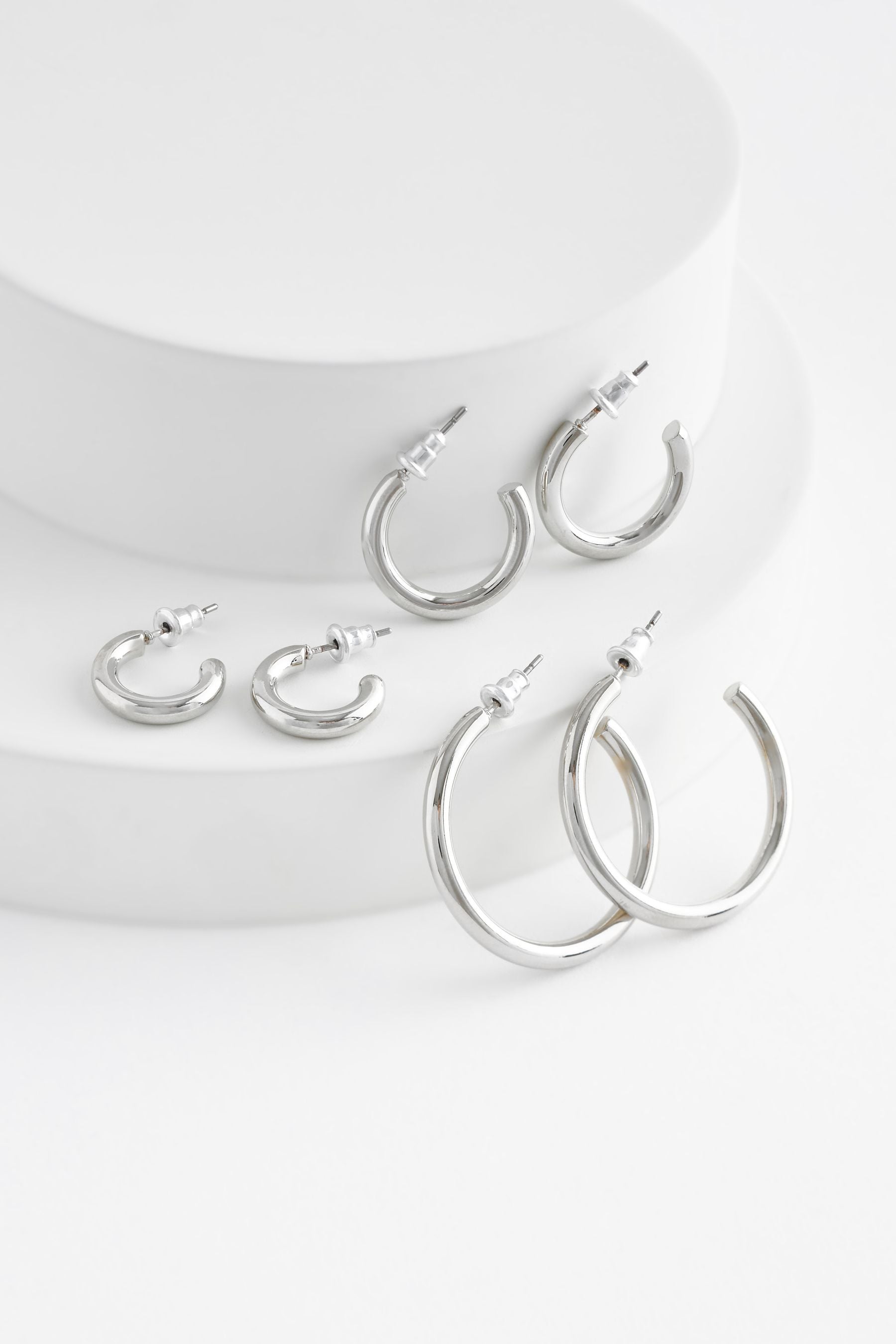 Buy Silver Tone 3 Pack Hoop Earrings from the Next UK online shop