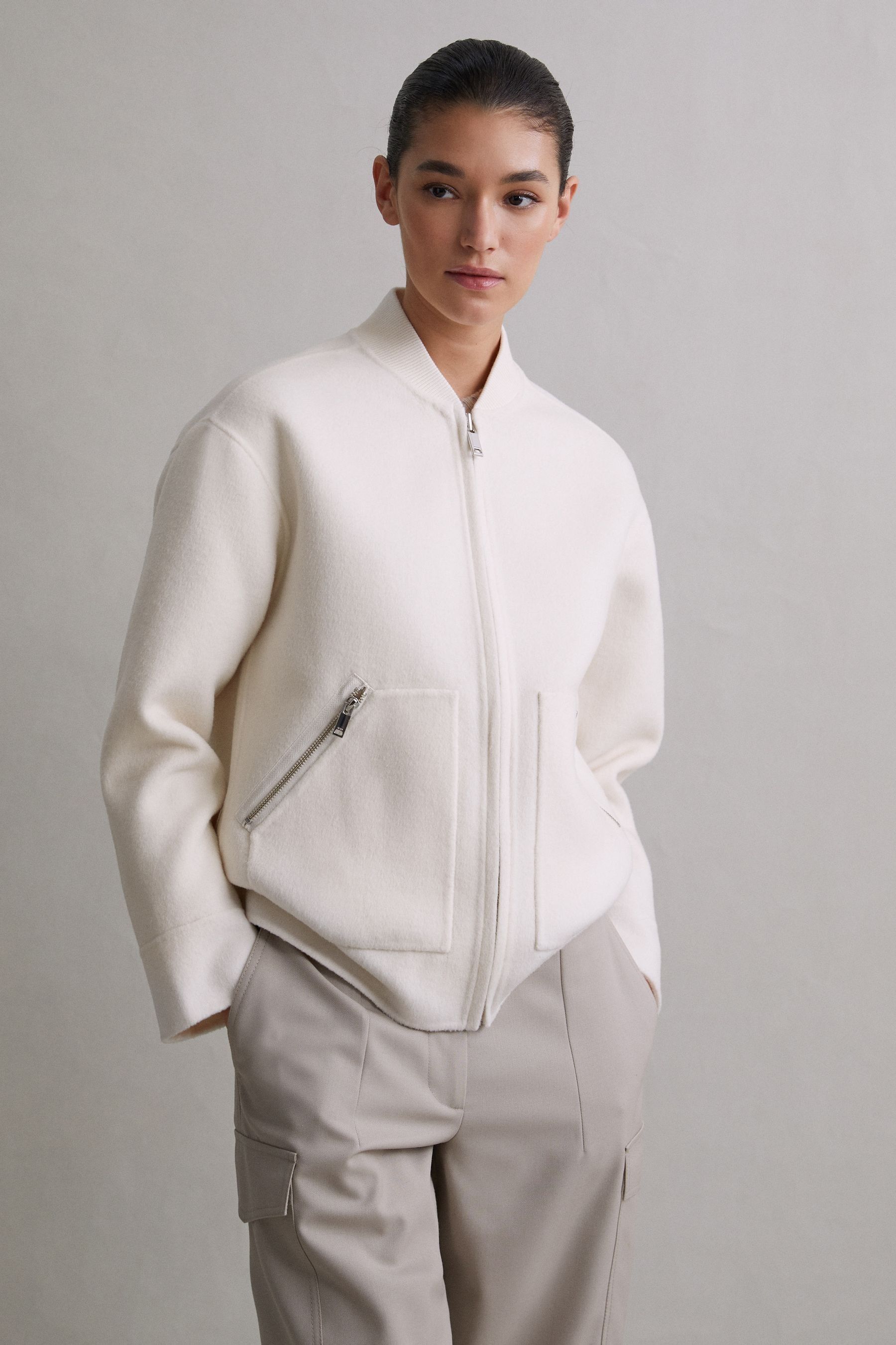 Buy Reiss Cream Immy Relaxed Blindseam Bomber Jacket from Next Luxembourg