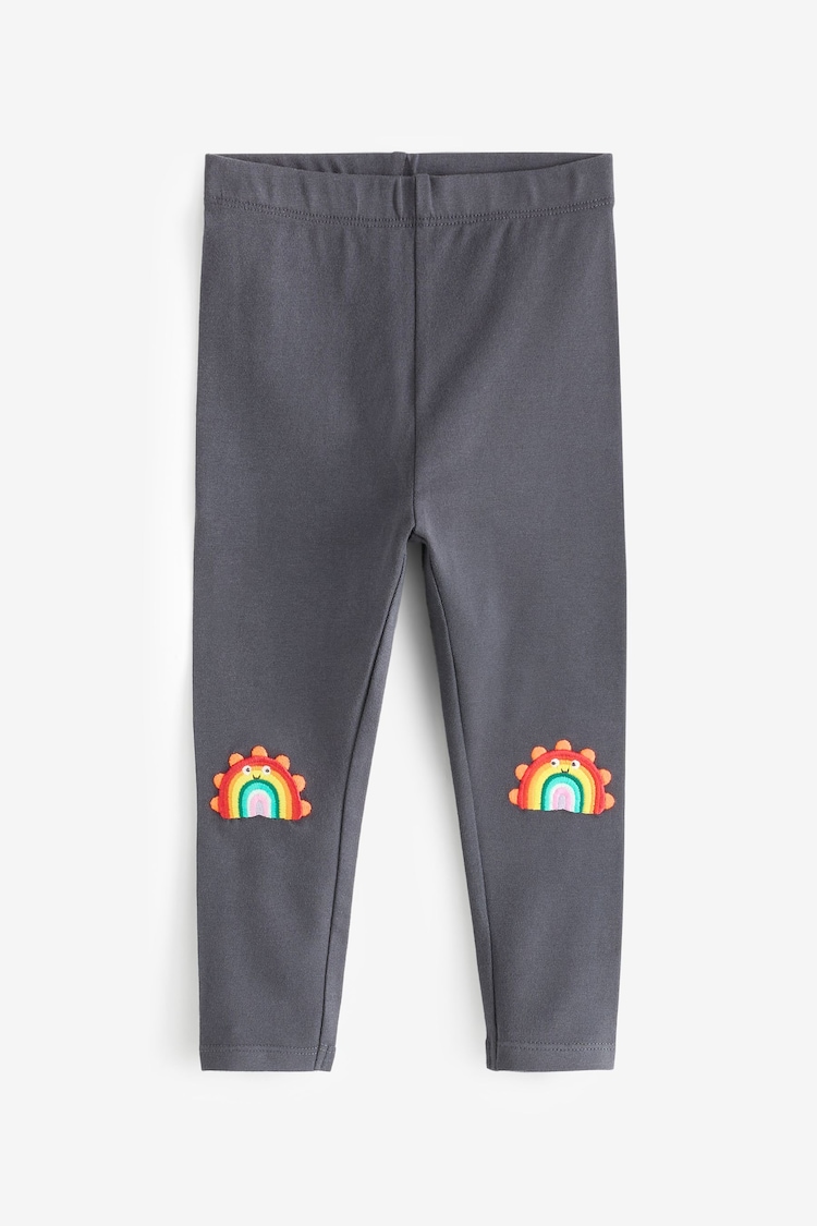 Charcoal Grey Rainbow Embellished Leggings (3mths-7yrs) - Image 2 of 4