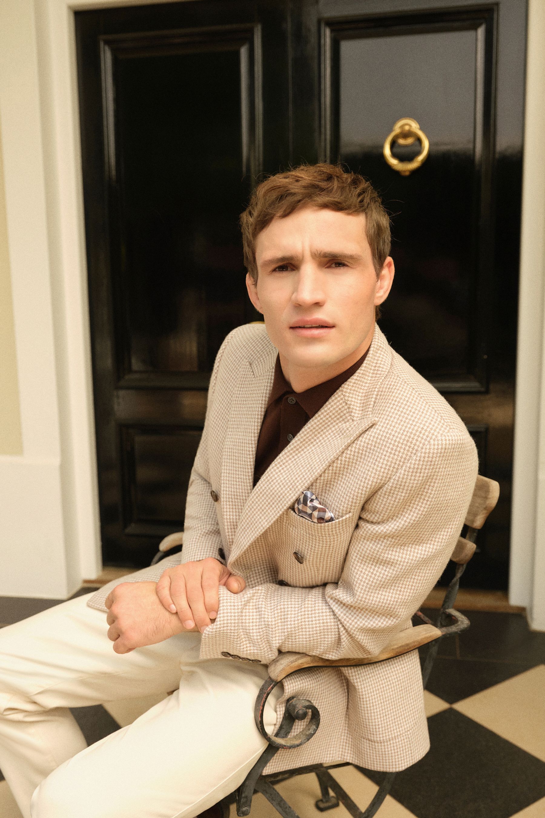 Buy Neutral Double Breasted Wool Blend Dogtooth Blazer from Next Canada