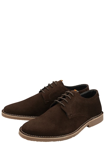 Frank Wright Brown Dark Mens Suede Lace-Up Desert Boots