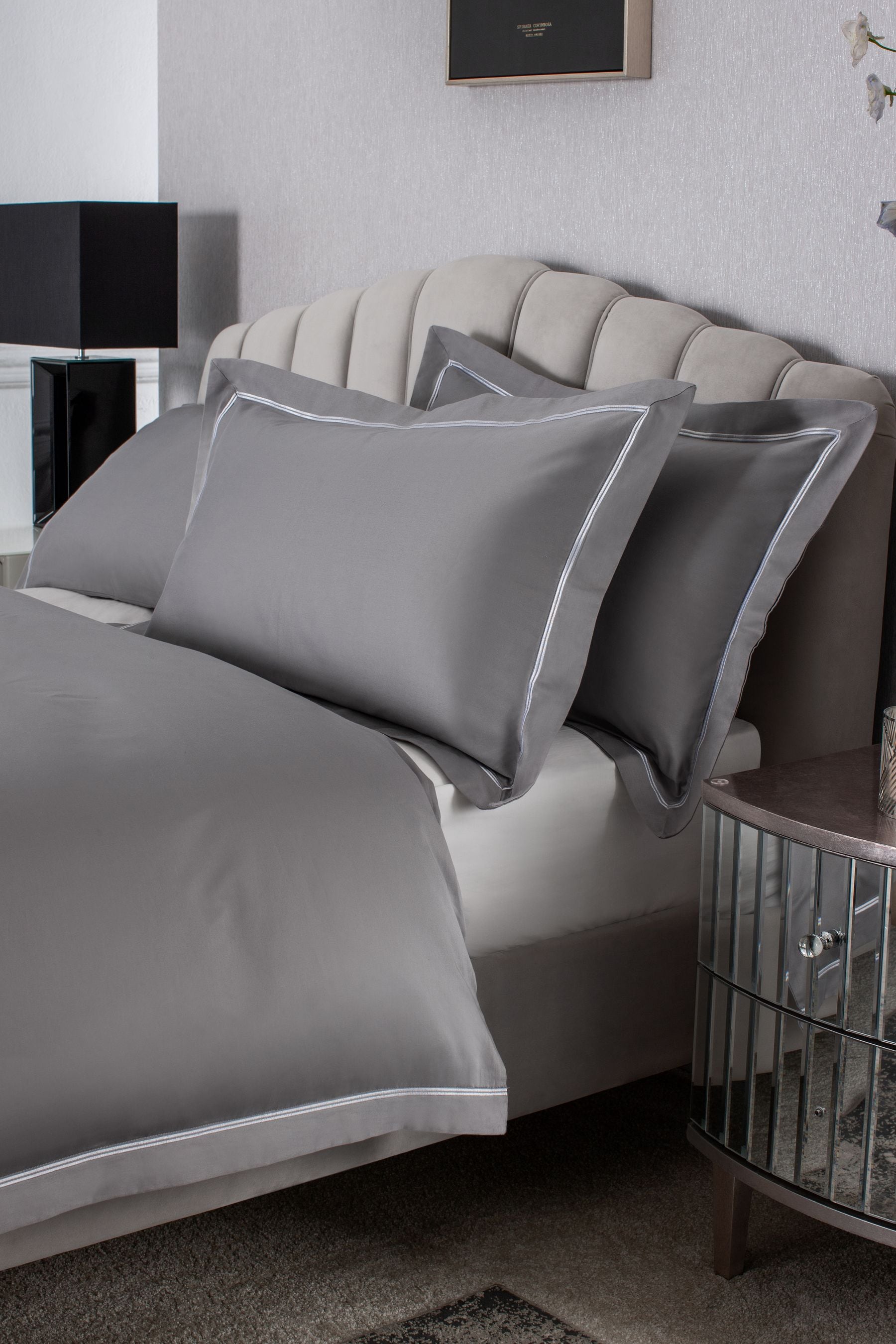Grey cotton pillowcases clearance