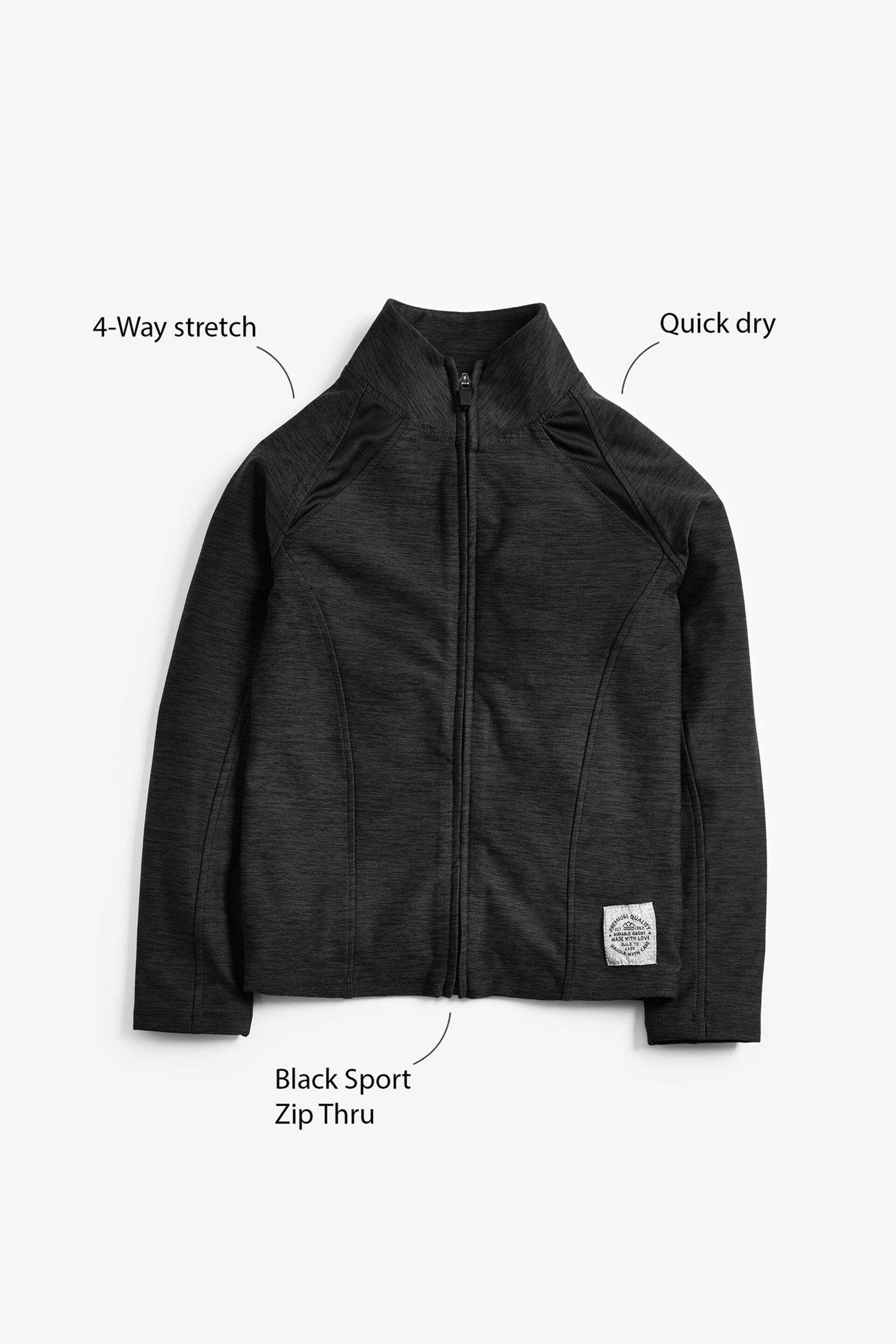 Black Marl Sports Zip Through Jacket (3-16yrs) - Image 9 of 9