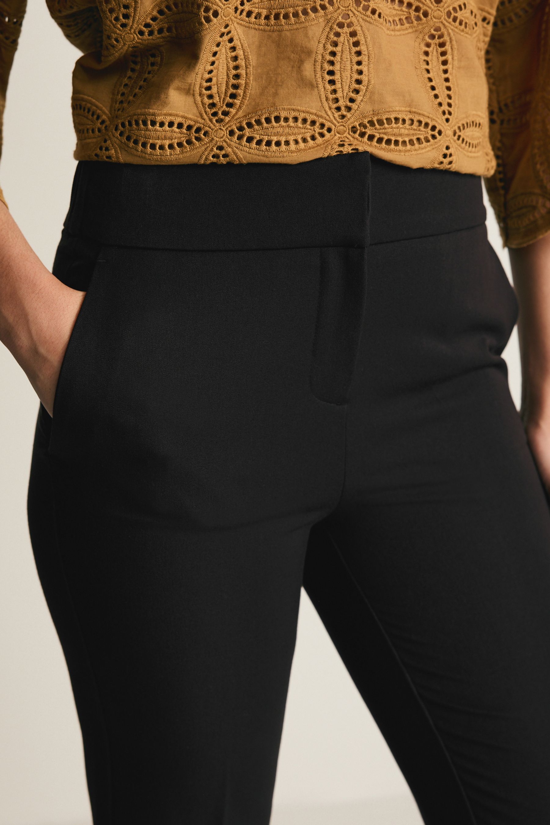 Womens black slim fit smart trousers hot sale