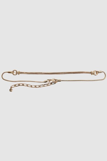 Reiss Gold Isobel Adjustable Snake Chain Belt