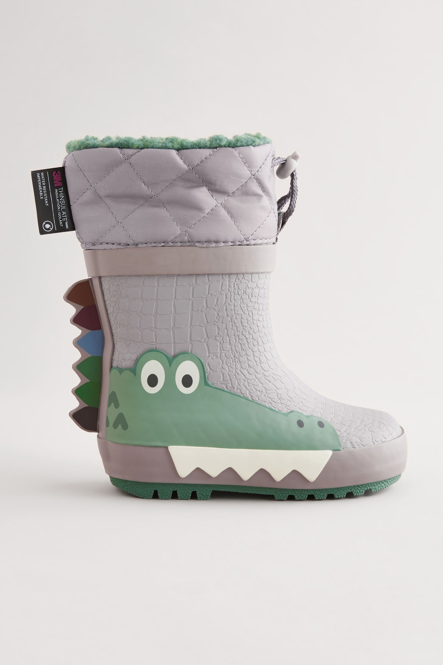 Grey Crocodile Thermal Thinsulate Lined Cuff Wellies