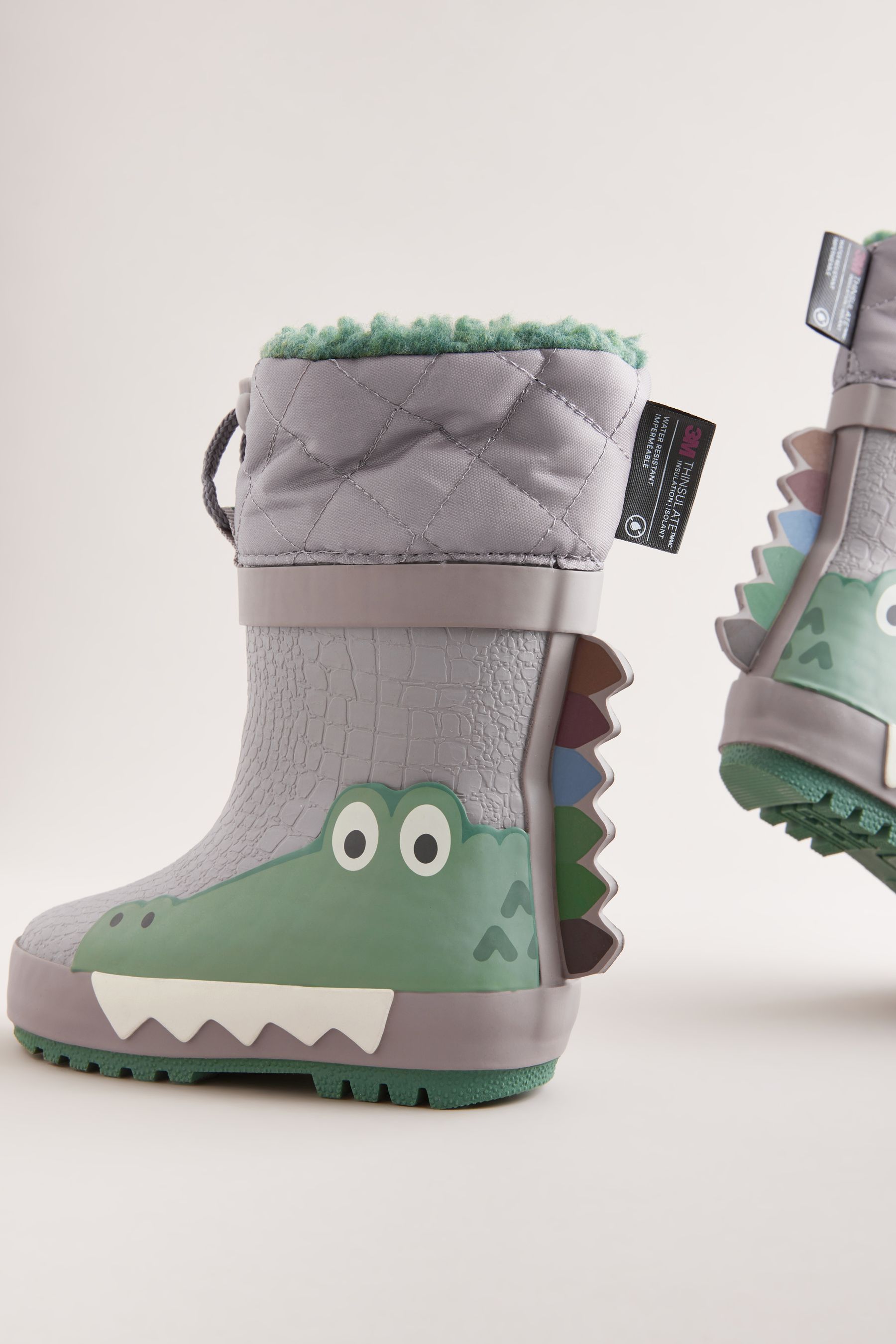 Buy Grey Crocodile Thermal Thinsulate Lined Cuff Wellies from Next Luxembourg