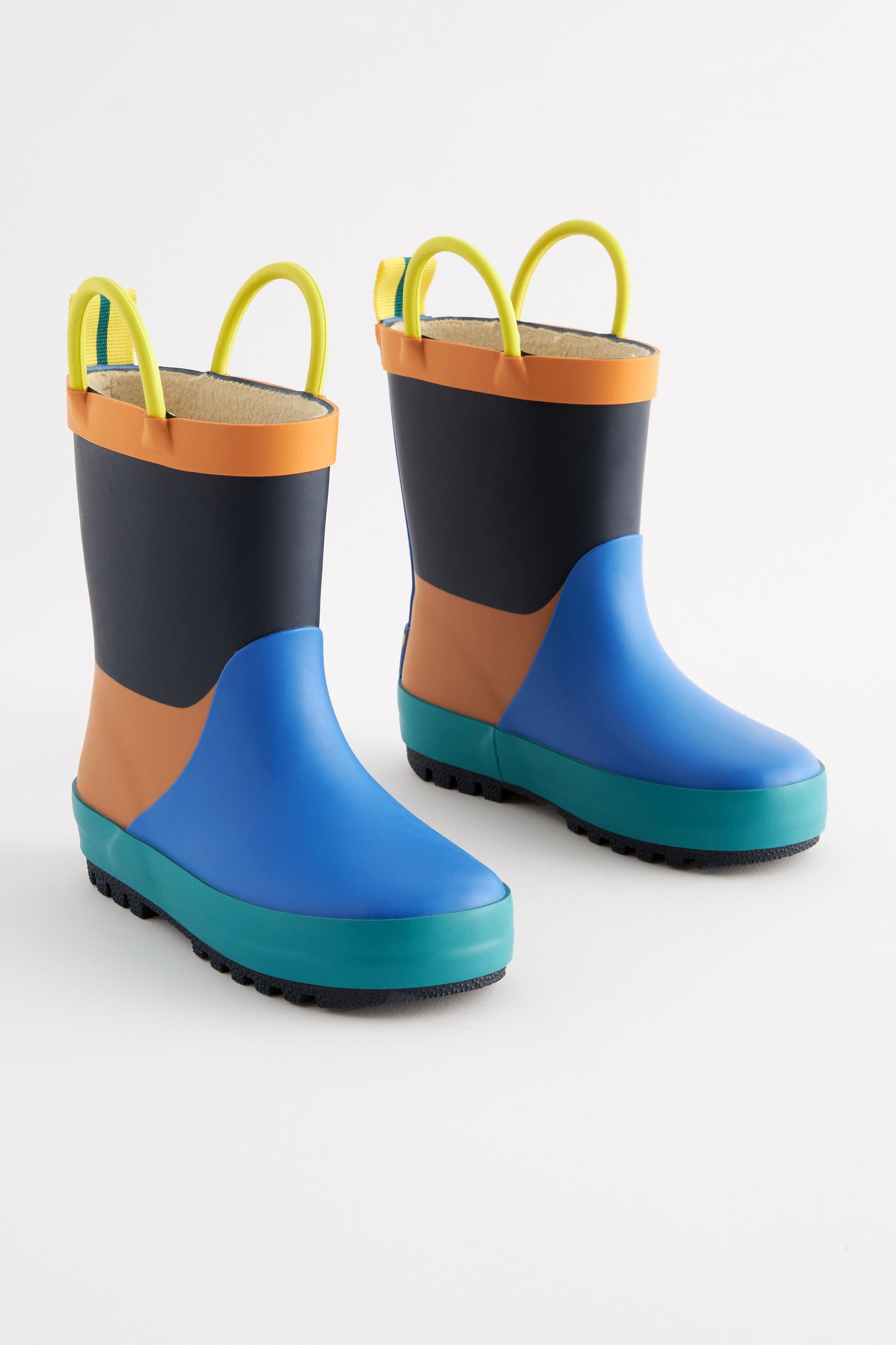 Buy Blue Orange Colourblock Handle Pull On Wellies from the Next UK online shop