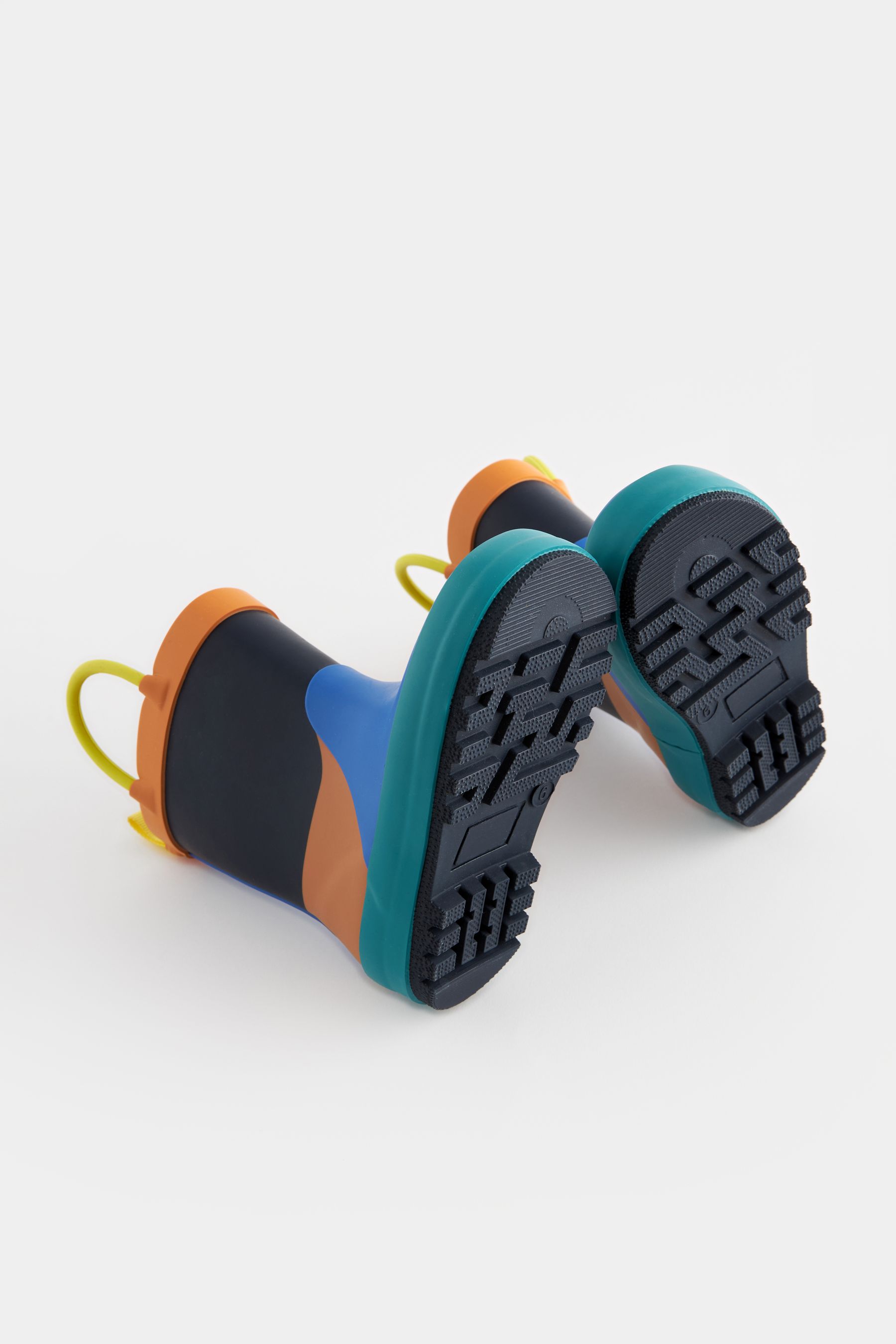 Buy Blue Orange Colourblock Handle Pull On Wellies from Next Luxembourg