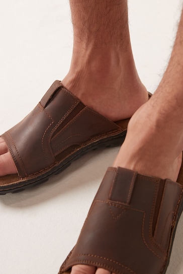 Brown Leather Mules