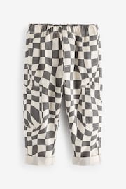 Grey/White Checkerboard 100% Cotton Side Pocket Pull-On Trousers (3mths-7yrs) - Image 2 of 4