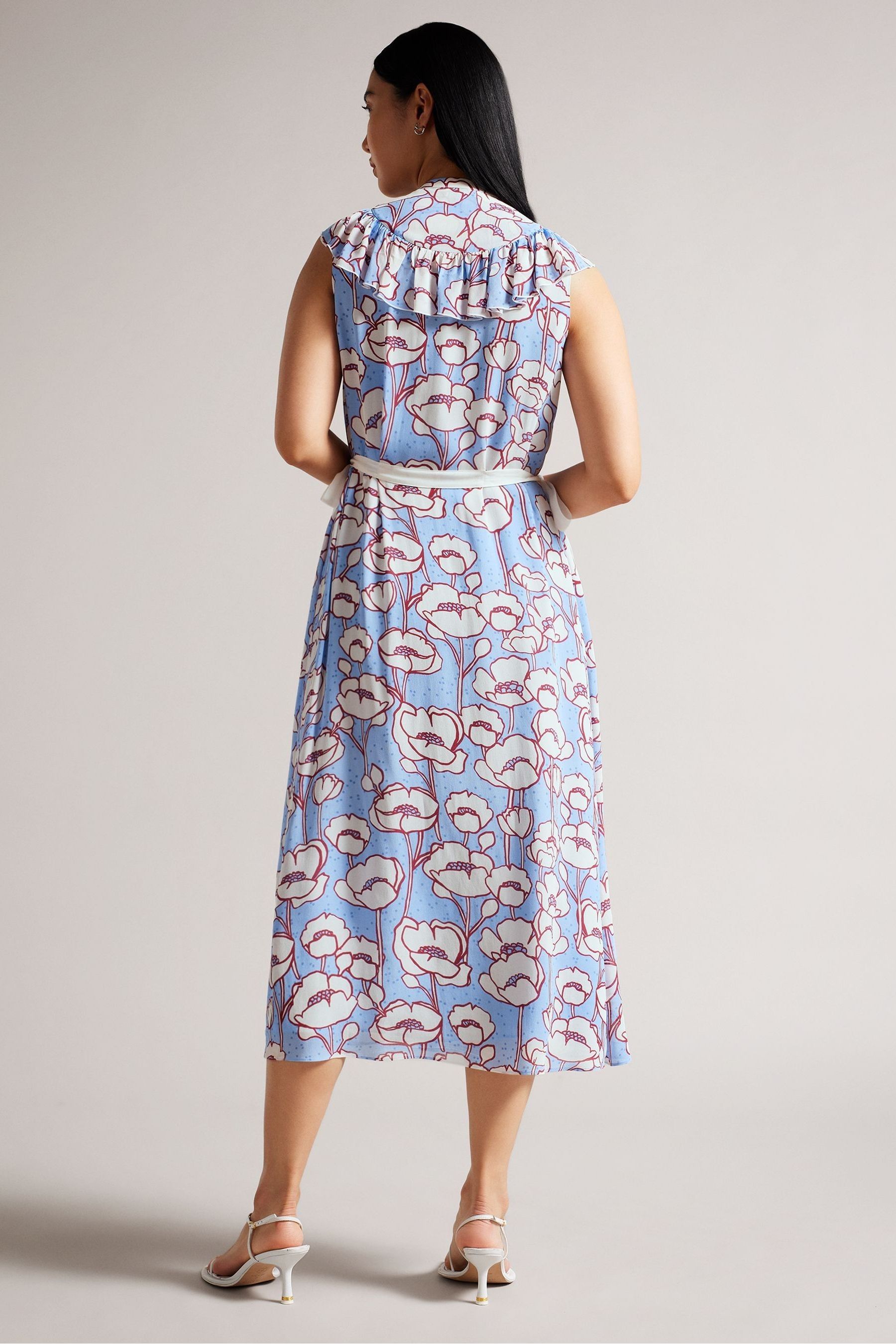 Buy Ted Baker Blue Tindraa Sleeveless Frilled Midi Dress from Next Luxembourg