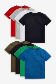 Red/Black/Grey/White/Blue/Green 8 Pack Short Sleeve T-Shirts (3-16yrs) - Image 1 of 11