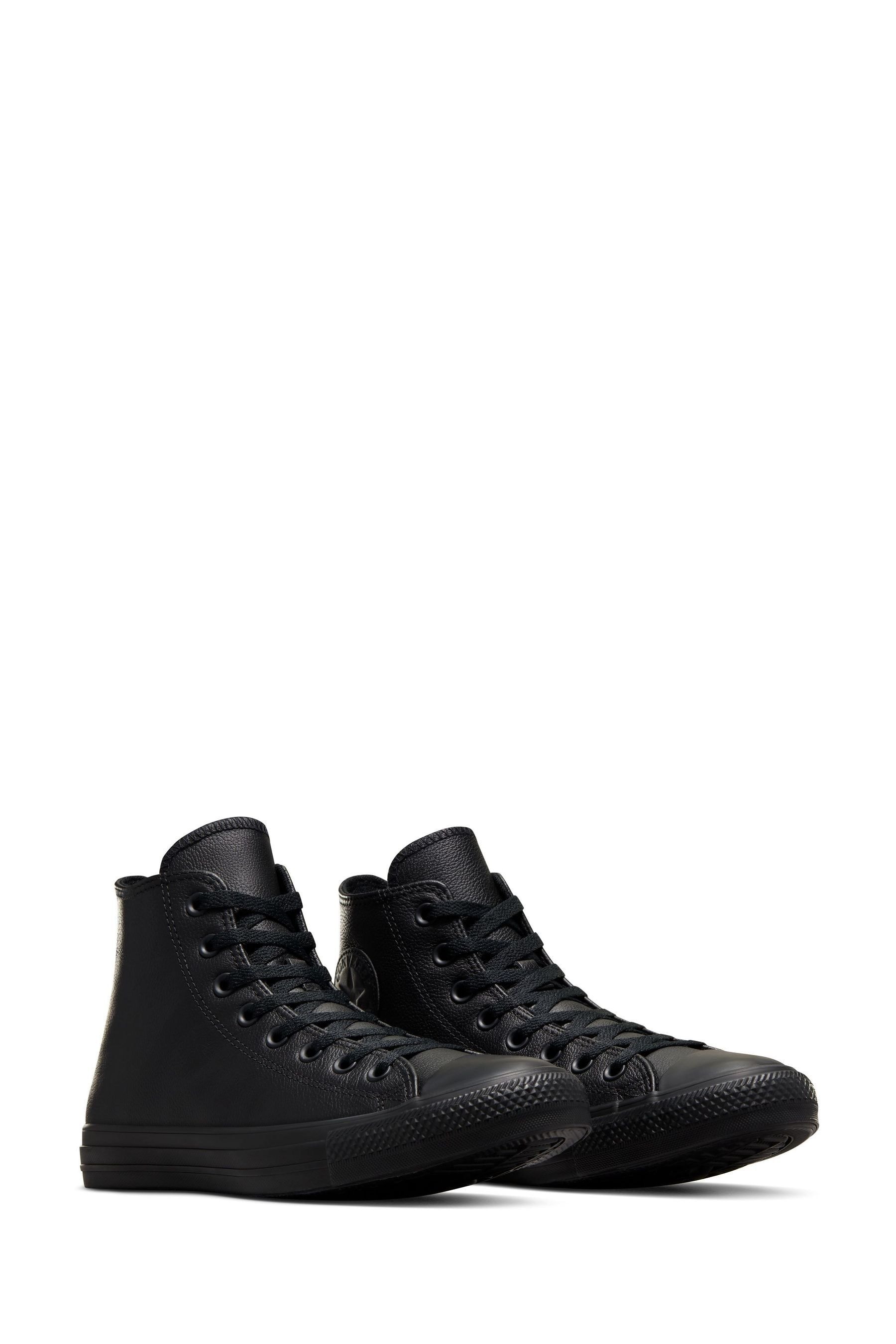 Converse shoes black leather deals high tops