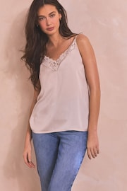 Cream Broderie Lace Trim Cami Top - Image 2 of 7