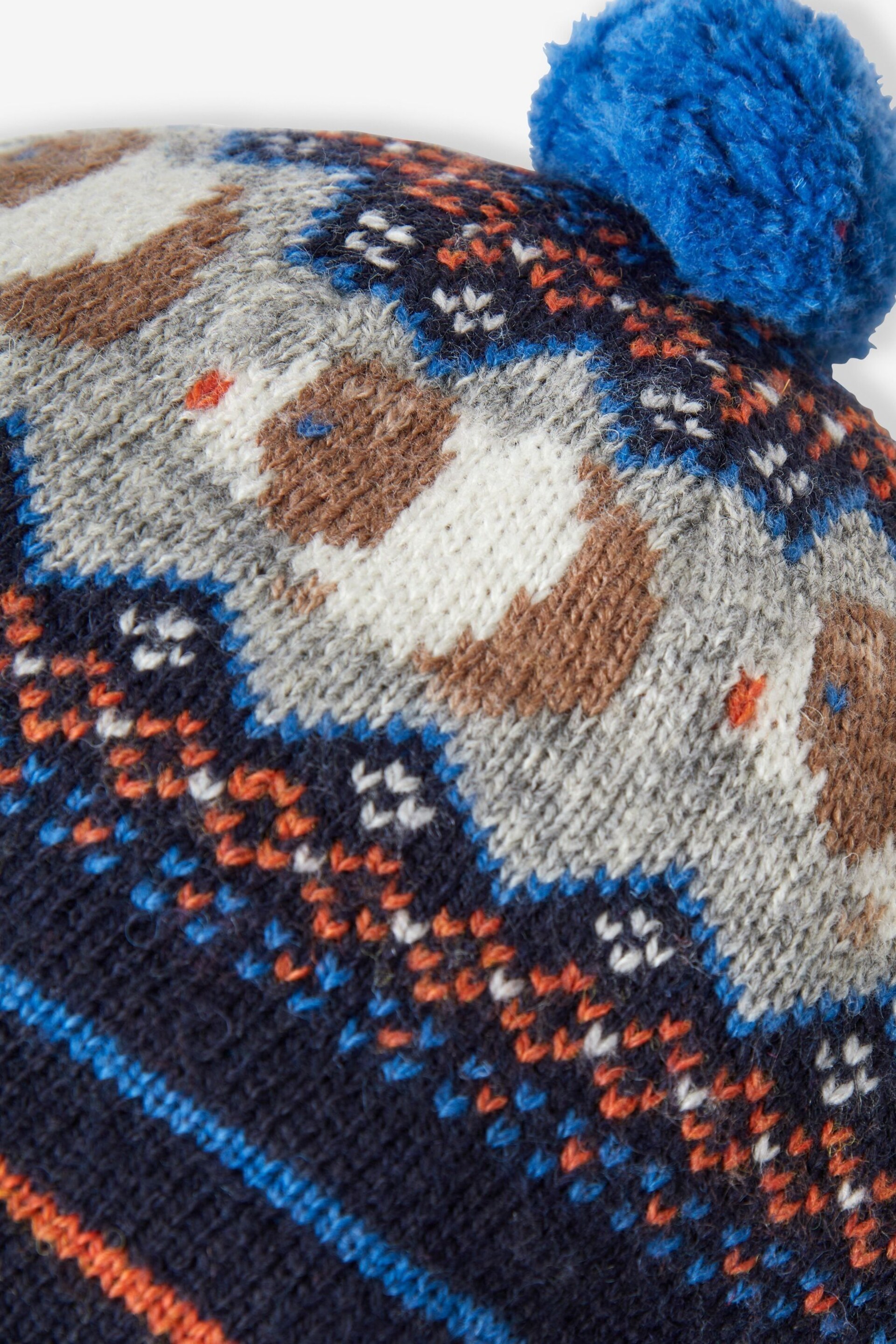 JoJo Maman Bébé Navy Guinea Pig Fair Isle Hat - Image 2 of 2