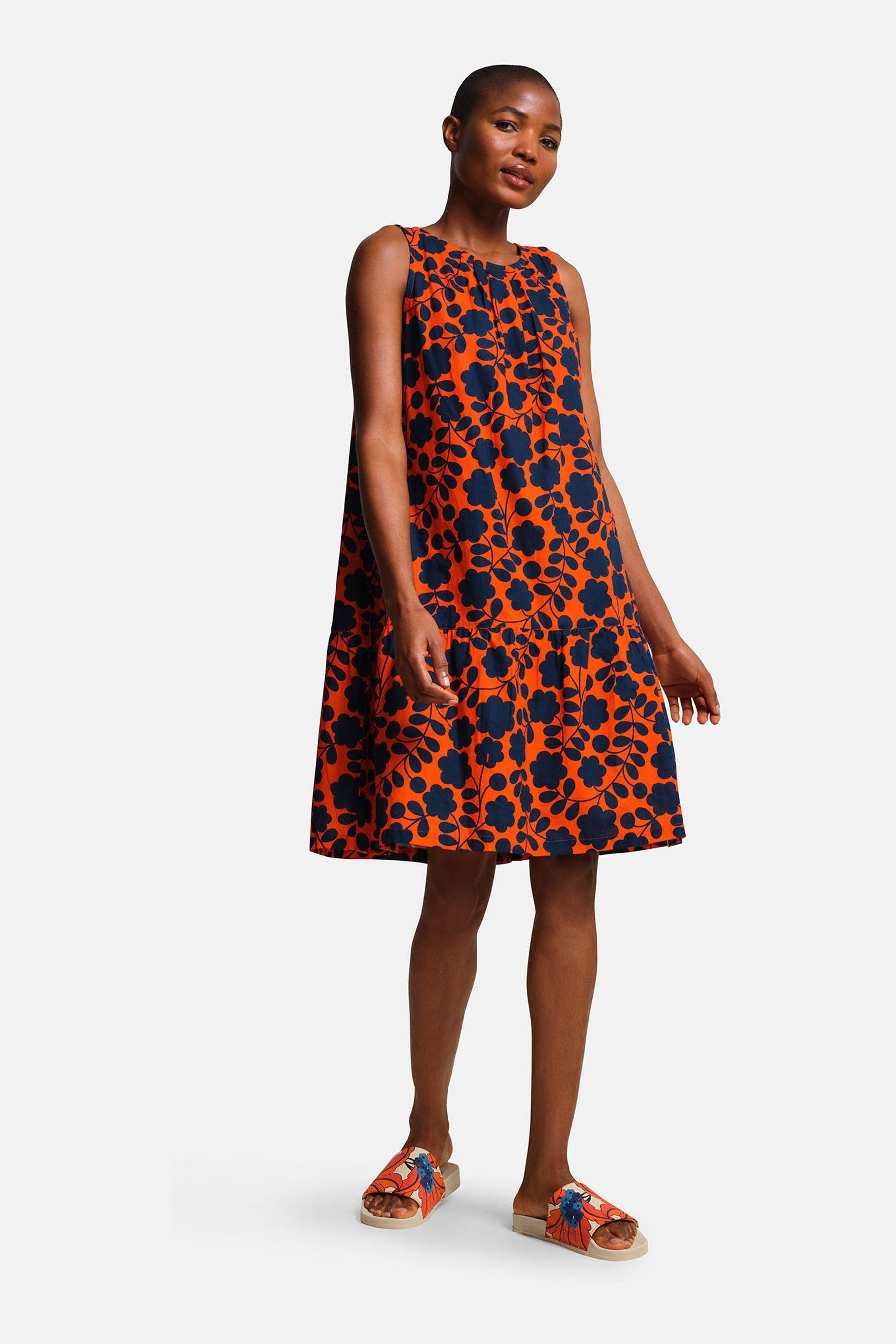 Regatta Orange Orla Kiely Summer Sleeveless 100 Cotton Dress