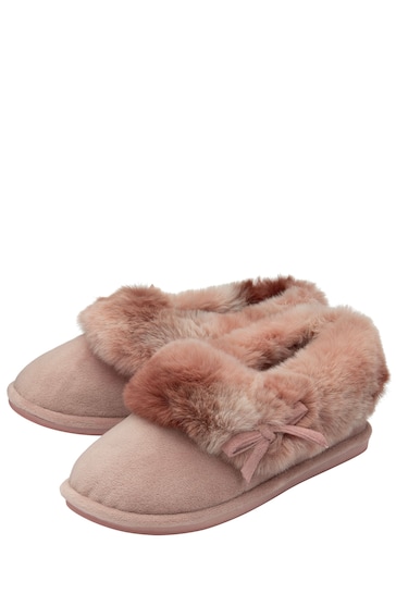 Dunlop Pink Ladies Faux Fur Full Slippers
